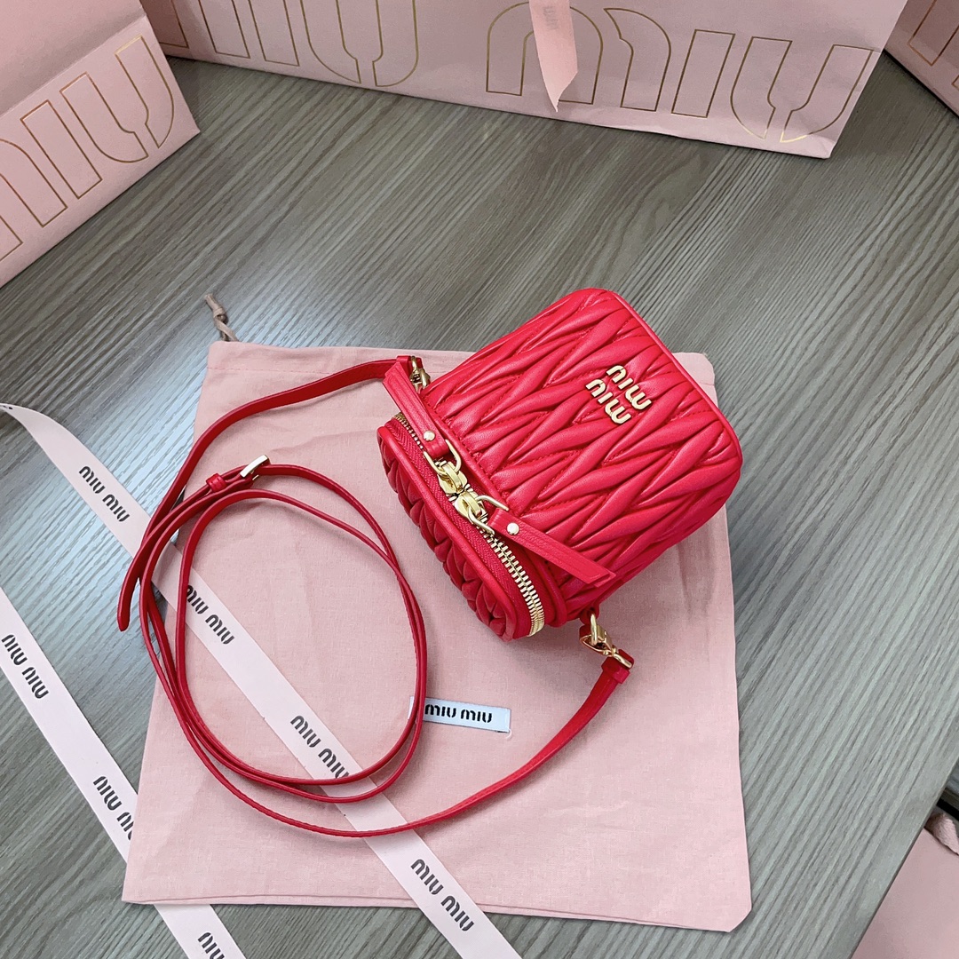 Miu Miu Matelassé Nappa Leather Mini Vanity Bag, Red, Adjustable Strap 8 i1697790675 4486 6