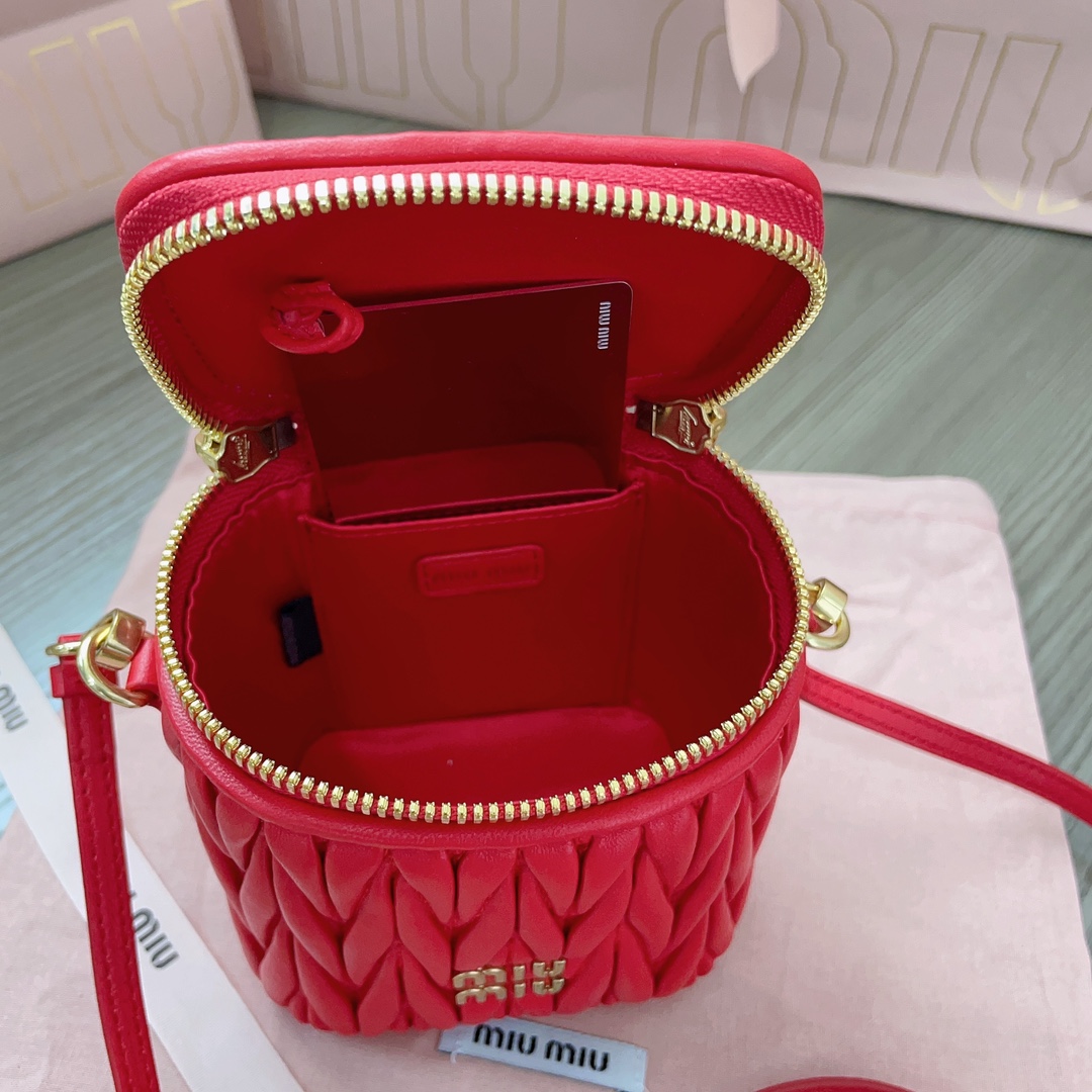 Miu Miu Matelassé Nappa Leather Mini Vanity Bag, Red, Adjustable Strap 9 i1697790675 4599 7