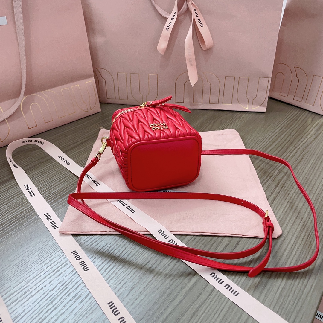 Miu Miu Matelassé Nappa Leather Mini Vanity Bag, Red, Adjustable Strap 5 i1697790675 5154 3