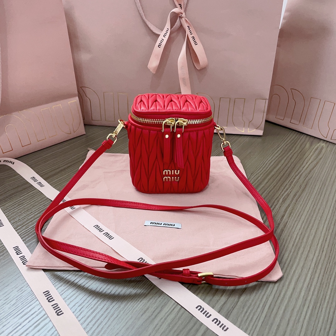 Miu Miu Matelassé Nappa Leather Mini Vanity Bag, Red, Adjustable Strap 2 i1697790675 5709 0