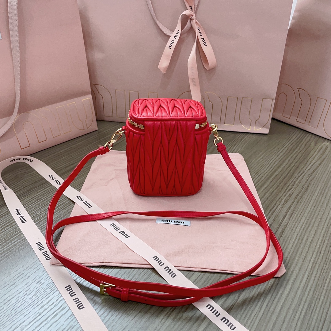 Miu Miu Matelassé Nappa Leather Mini Vanity Bag, Red, Adjustable Strap 4 i1697790675 6200 2
