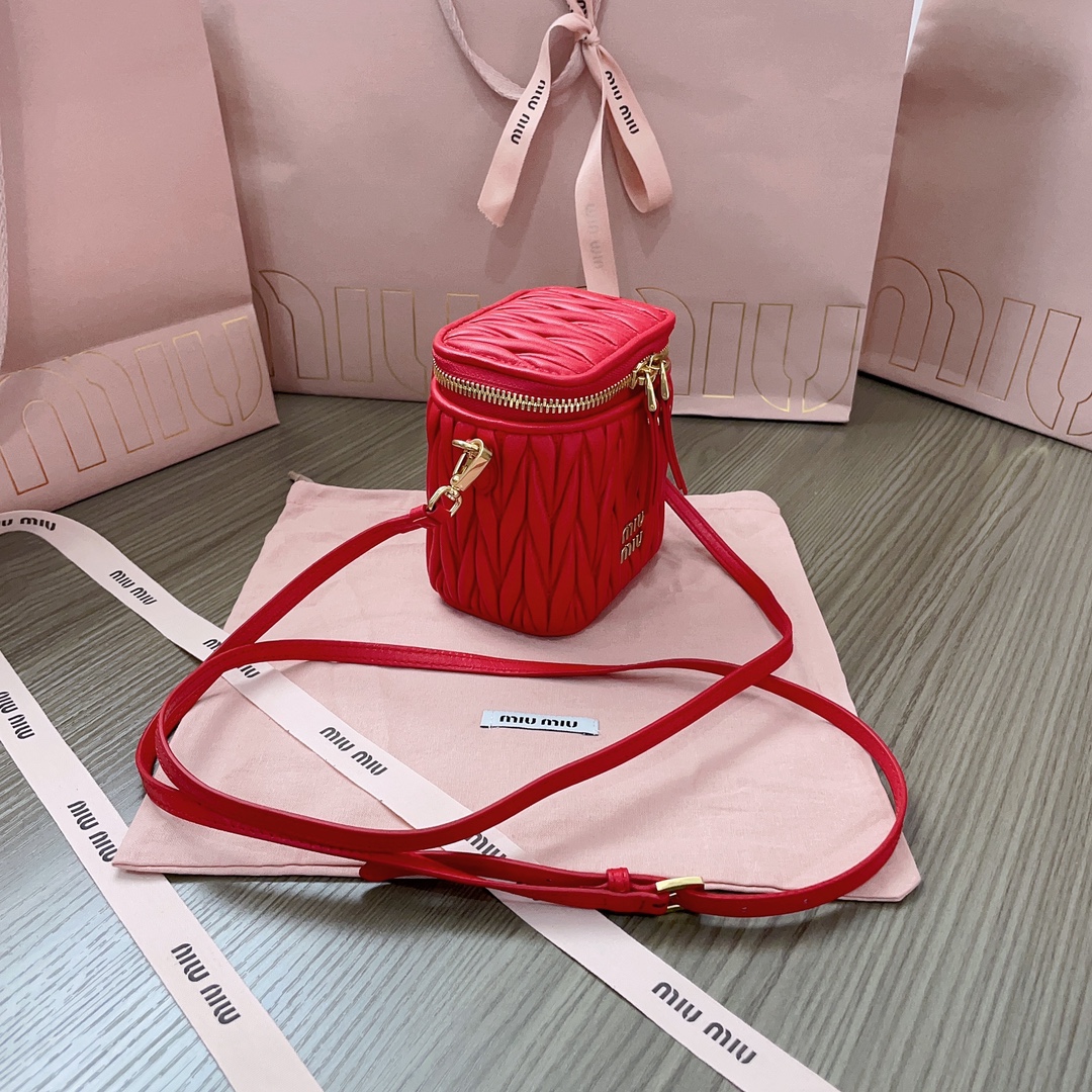 Miu Miu Matelassé Nappa Leather Mini Vanity Bag, Red, Adjustable Strap 3 i1697790675 8035 1