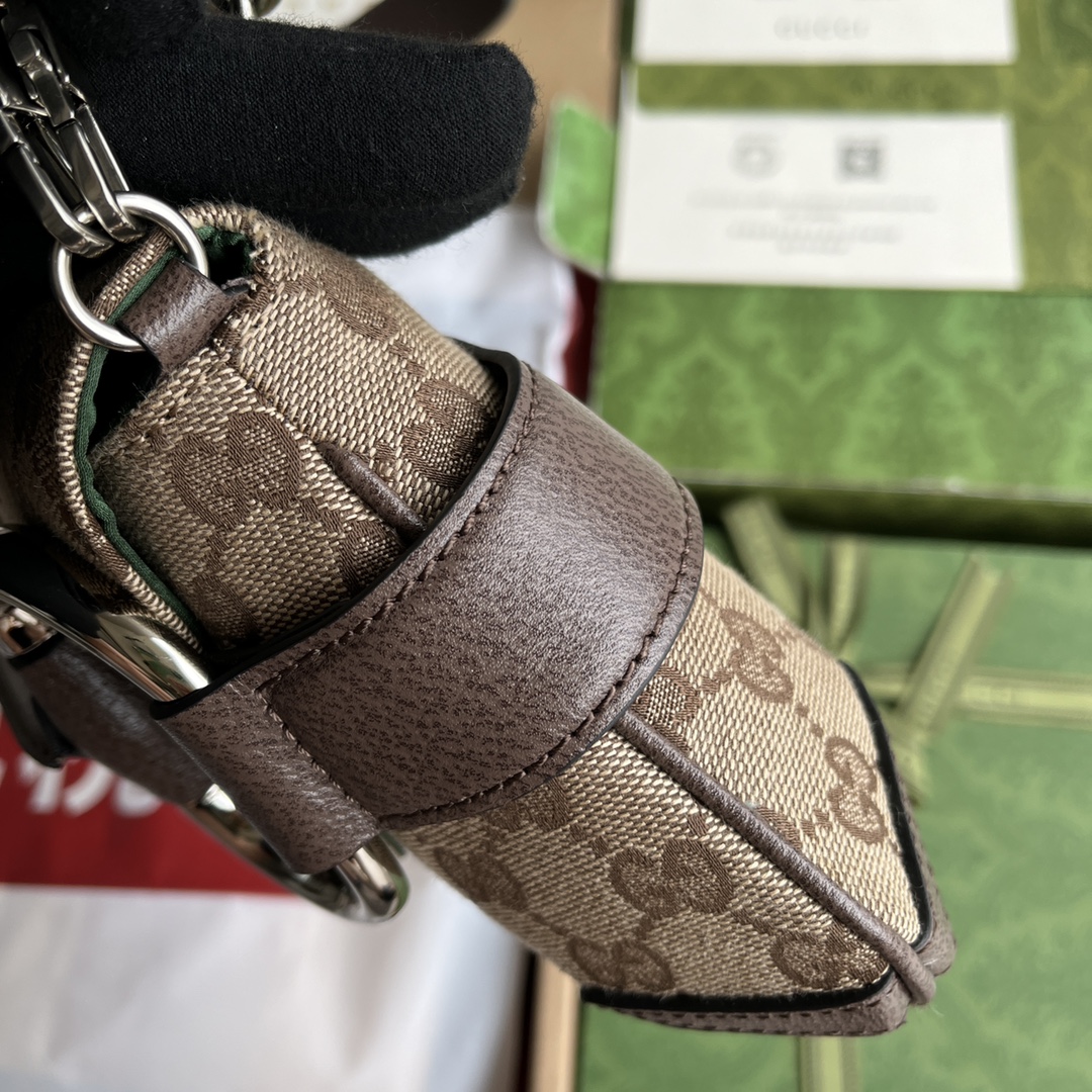 Gucci Horsebit Chain Beige GG canvas with brown leather and red-green web shoulder everyday