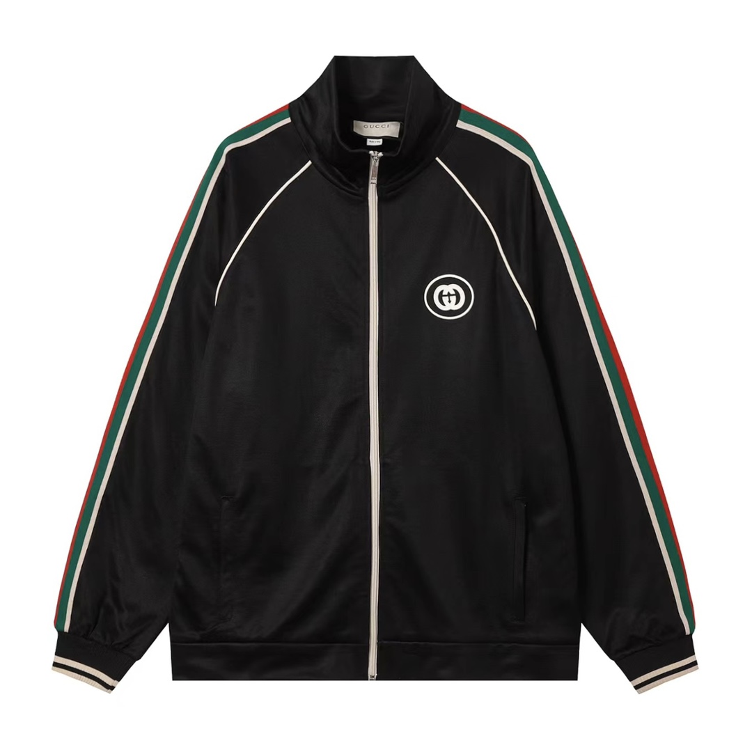 GUCCI/古驰 23Fw红绿条纹运动外套 购入ZP原版开发 定制面料采用YB一致 历时一个月 不放过每一个细节 唯一正确版本哑光拉链头 裤绳吊钟 定制厚实织带 双层主标+防伪芯片 尺寸版型原版一致 一张图就能说明一切 纯棉厚实400克弹…