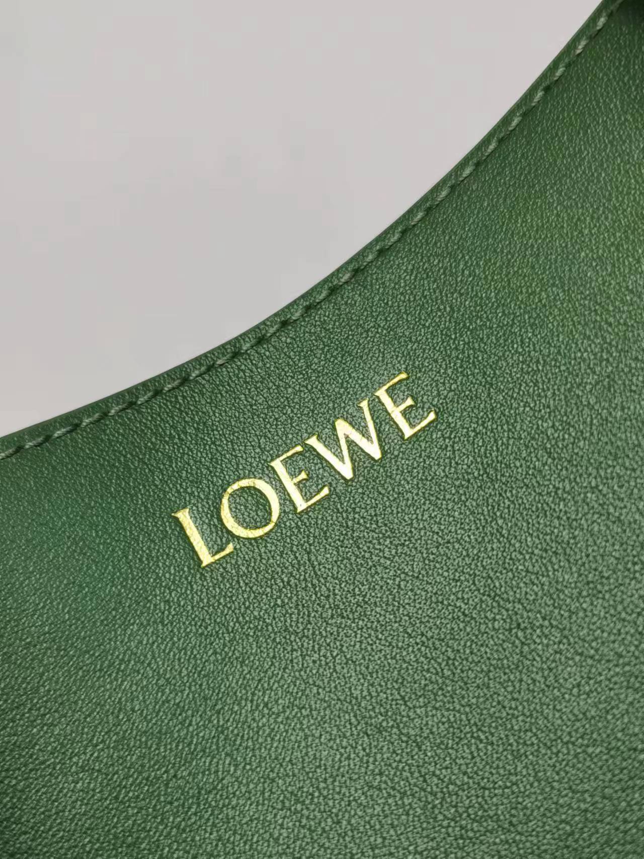 Loewe Puzzle Fold Large Tote Bag in Glossy Calfskin Leather, Green/Brown 5 i1697822560 1631 3