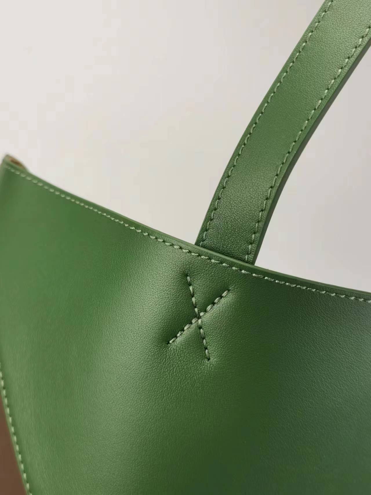 Loewe Puzzle Fold Large Tote Bag in Glossy Calfskin Leather, Green/Brown 9 i1697822560 963 7