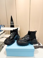 Prada Short Boots Cowhide Patent Leather Fall/Winter Collection