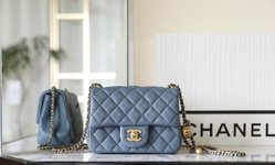 Chanel Classic Flap Bag AAA+
 Crossbody & Shoulder Bags Blue Denim Vintage Gold Lambskin Sheepskin Underarm