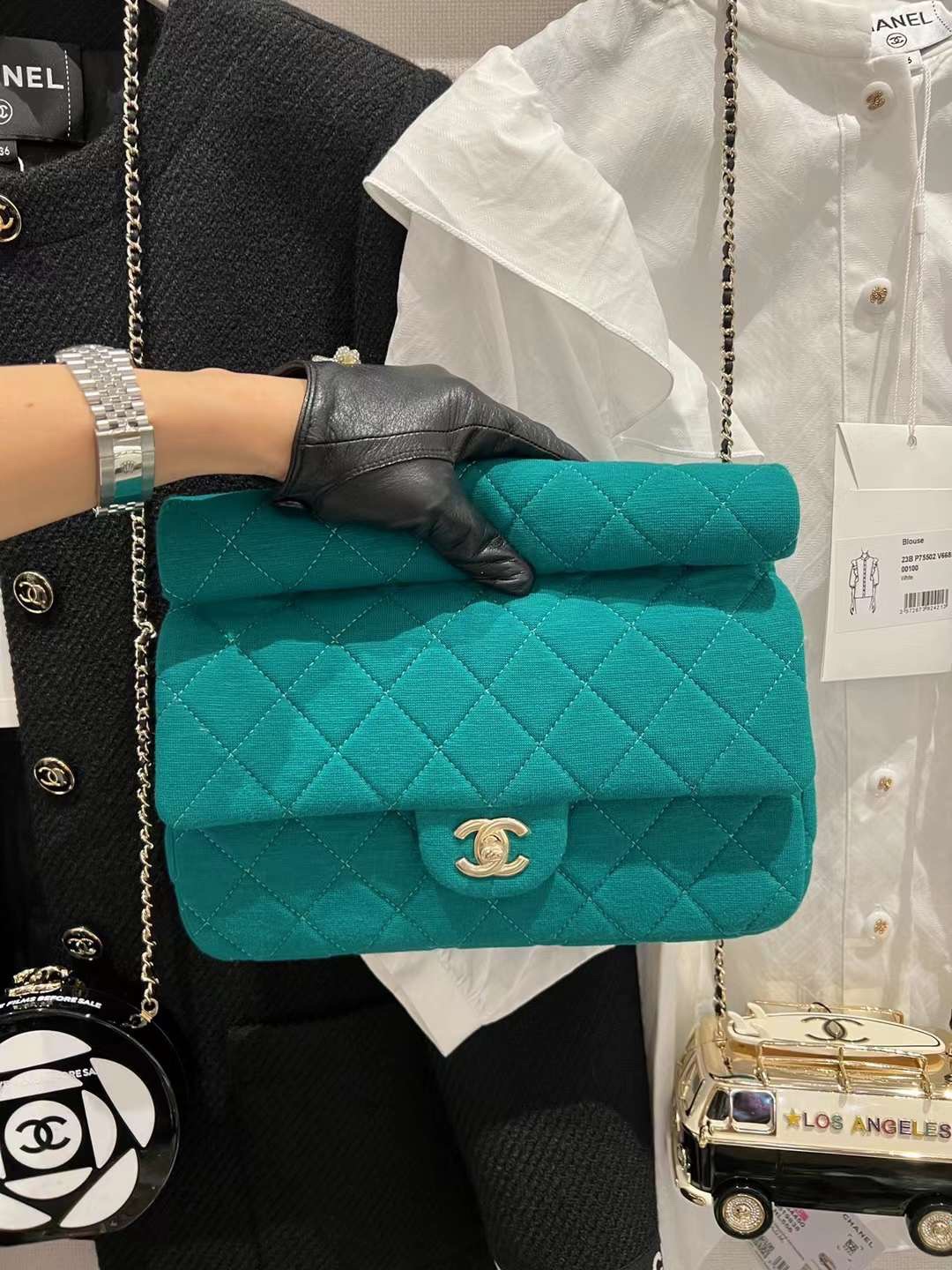CHANEL 23A Peacock Green Fabric Clutch