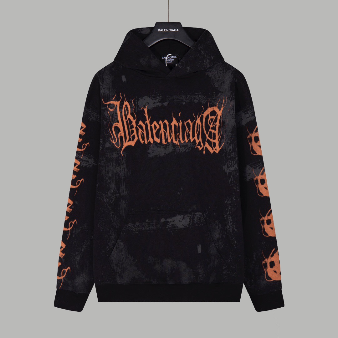 Balenciaga Clothing Hoodies Printing Unisex Cotton Hooded Top