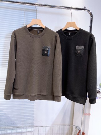 Dior Clothing Sweatshirts Black Cotton Knitted Knitting Fall/Winter Collection Fashion