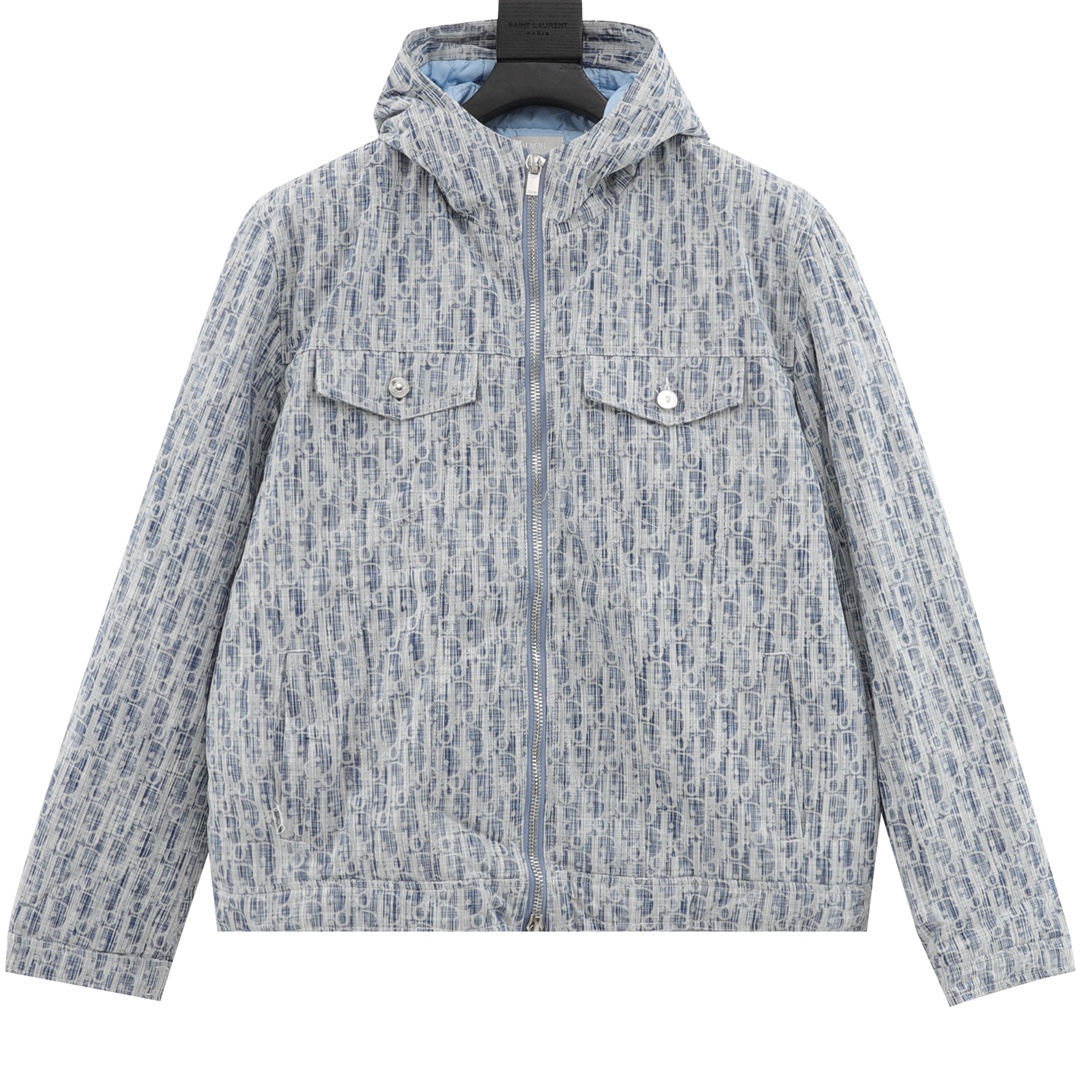 DIOR/迪奥 满印提花LOGO连帽羽绒棉服