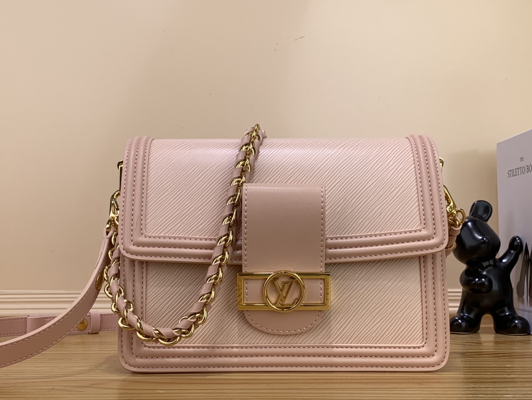 Louis Vuitton LV Dauphine Bags Handbags Pink Weave Epi Cowhide Circle Chains M23635