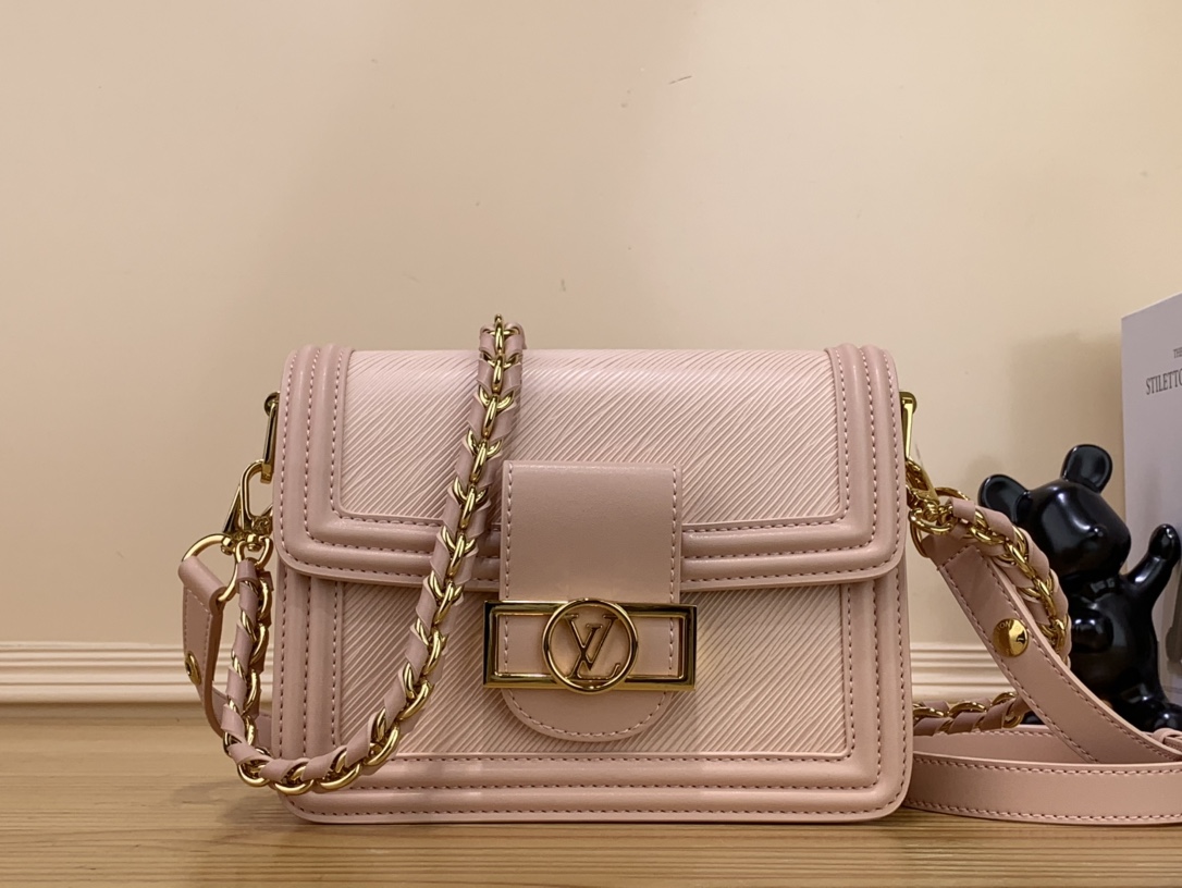Louis Vuitton LV Dauphine Bags Handbags Pink Weave Epi Cowhide Circle Chains M23558