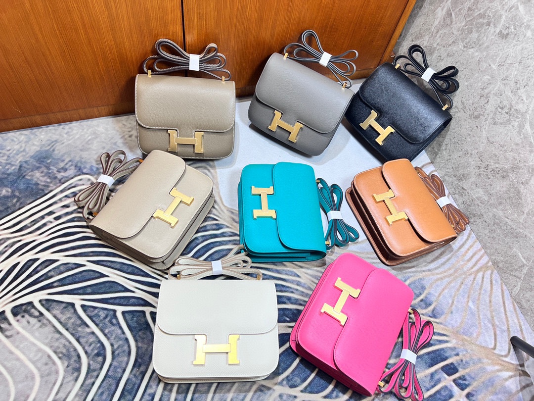 Hermès [23 new styles] Hermes/Hermes hand-stitched constance Kangkang 19 new models with mirror, epsom cowhide and lambskin lining, classic cute