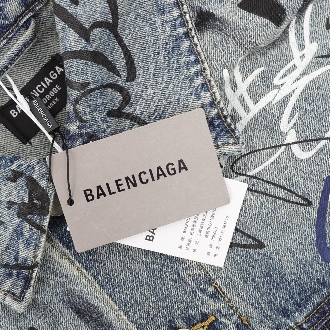 Balenciaga/巴黎世家 涂鸦手绘趣味牛仔外套