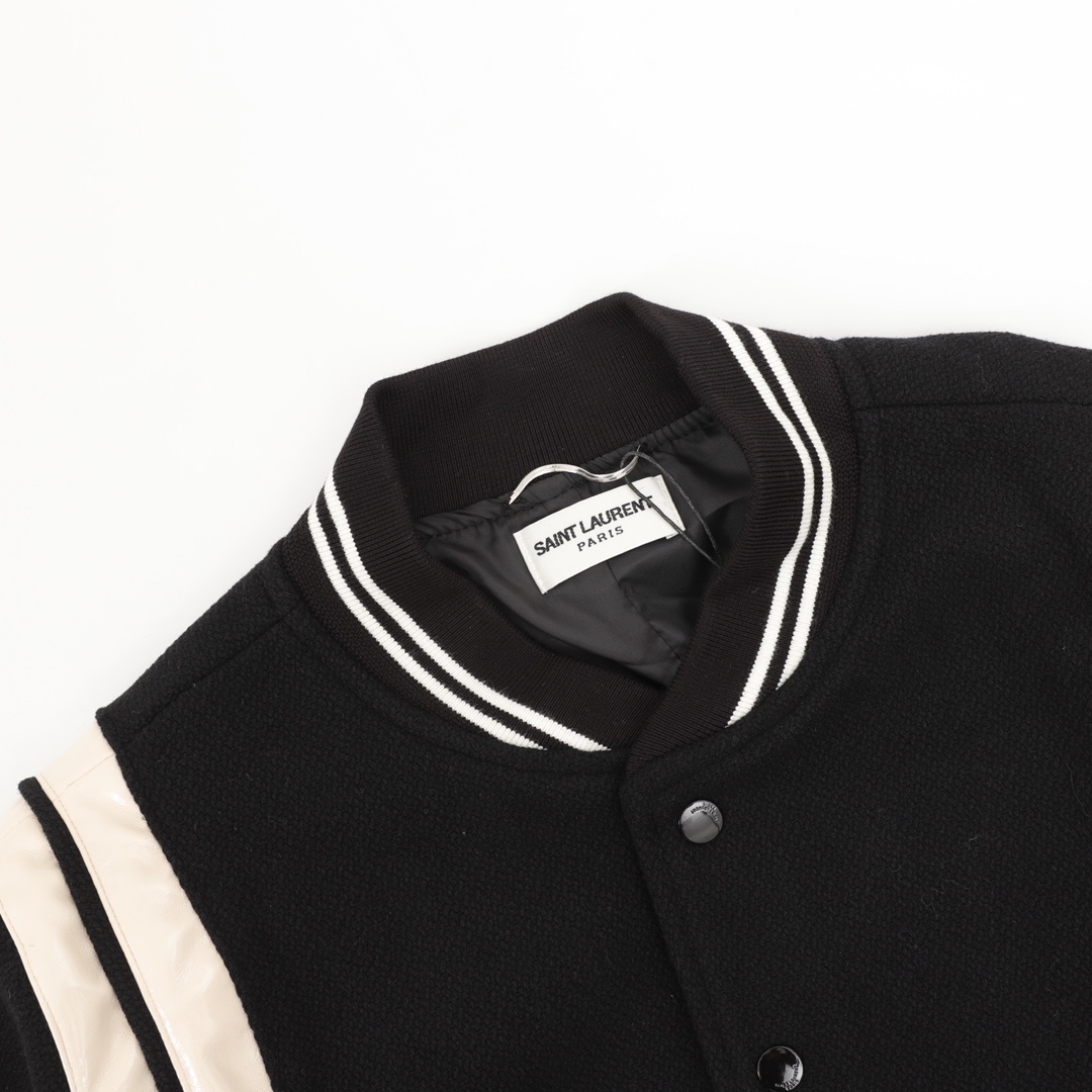 Saint Laurent Paris/圣罗兰 经典拼皮棒球领夹克外套