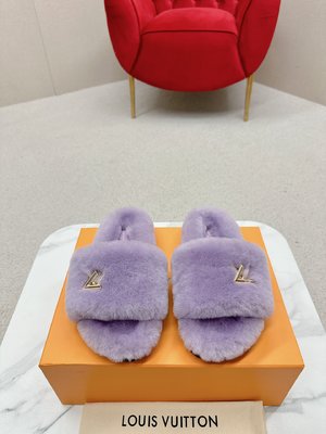 Louis Vuitton Fashion Shoes Half Slippers Women Men Wool