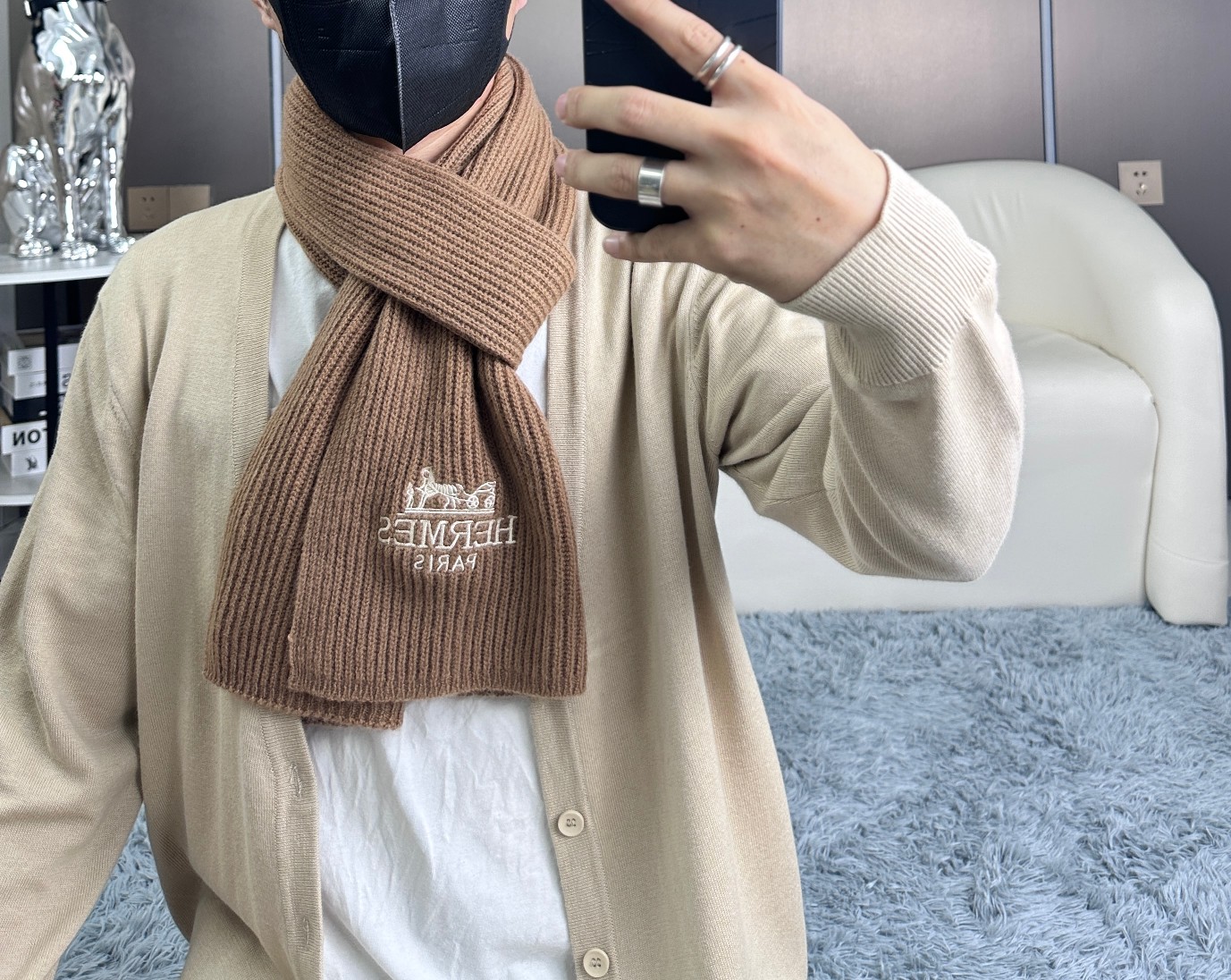 Hermès 爱马仕2023官网最新款男女针织围巾