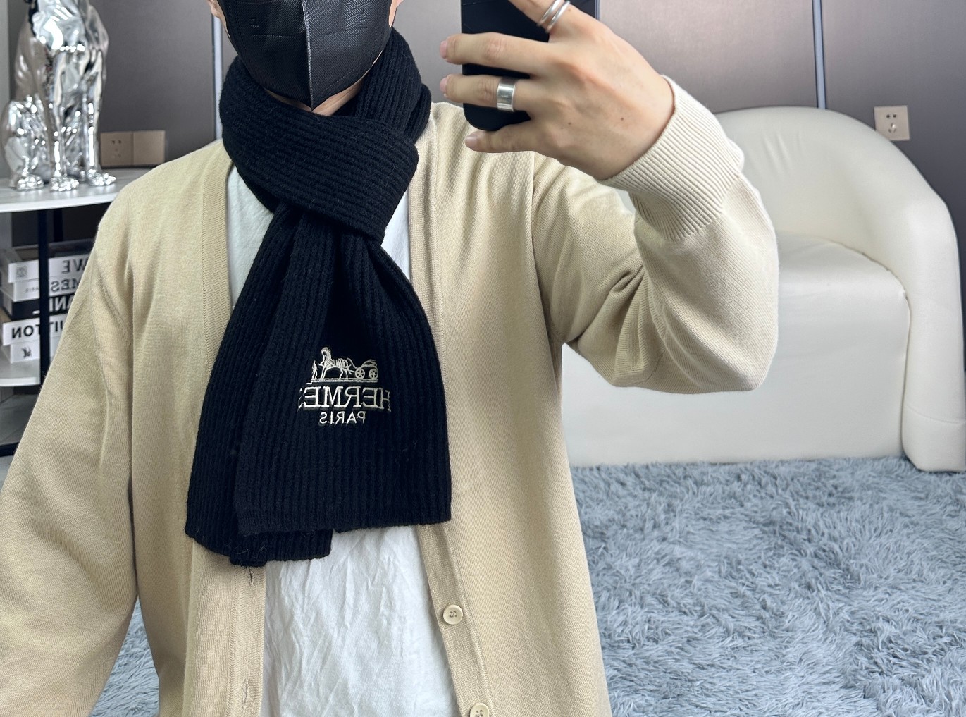 Hermès 爱马仕2023官网最新款男女针织围巾