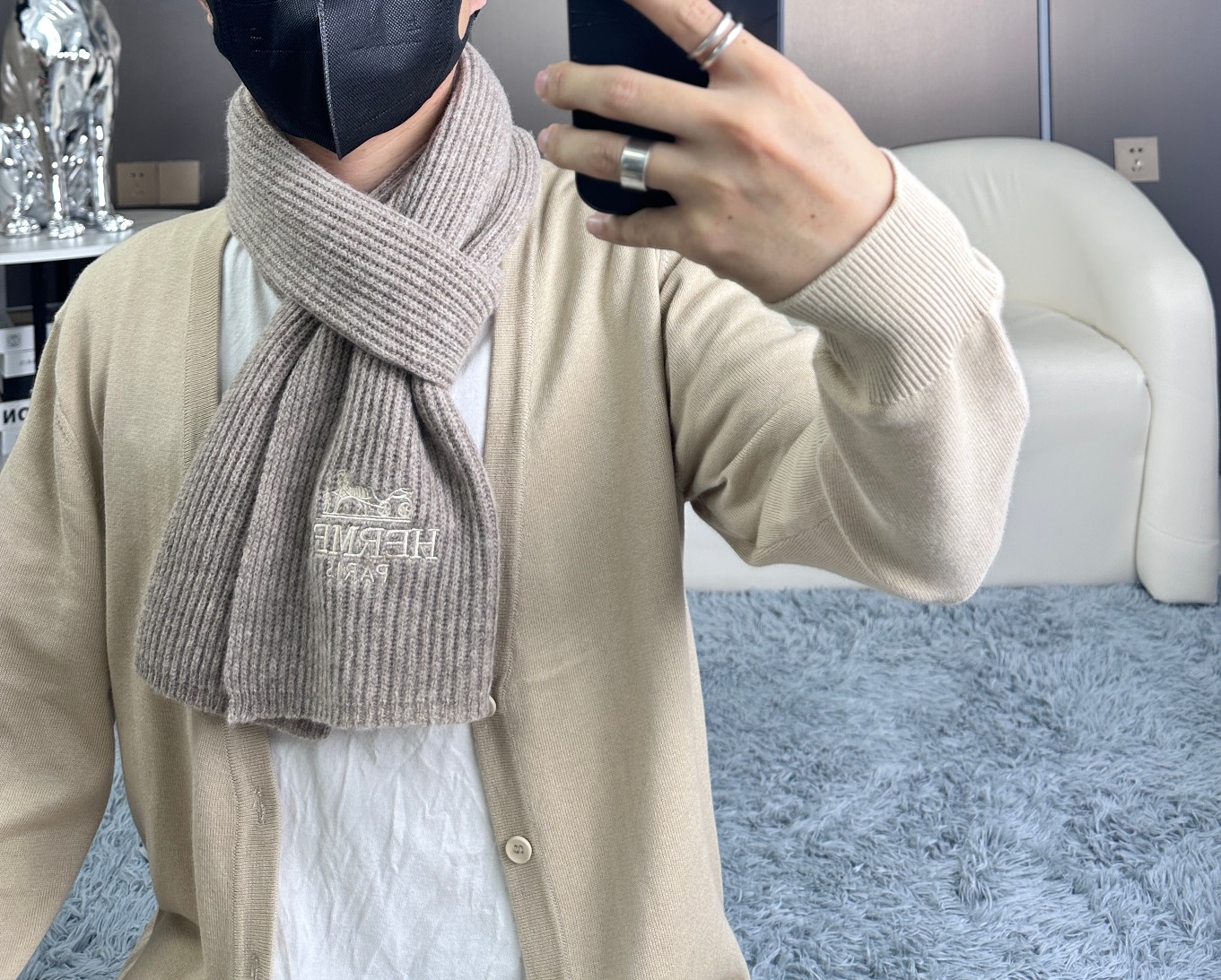 Hermès 爱马仕2023官网最新款男女针织围巾