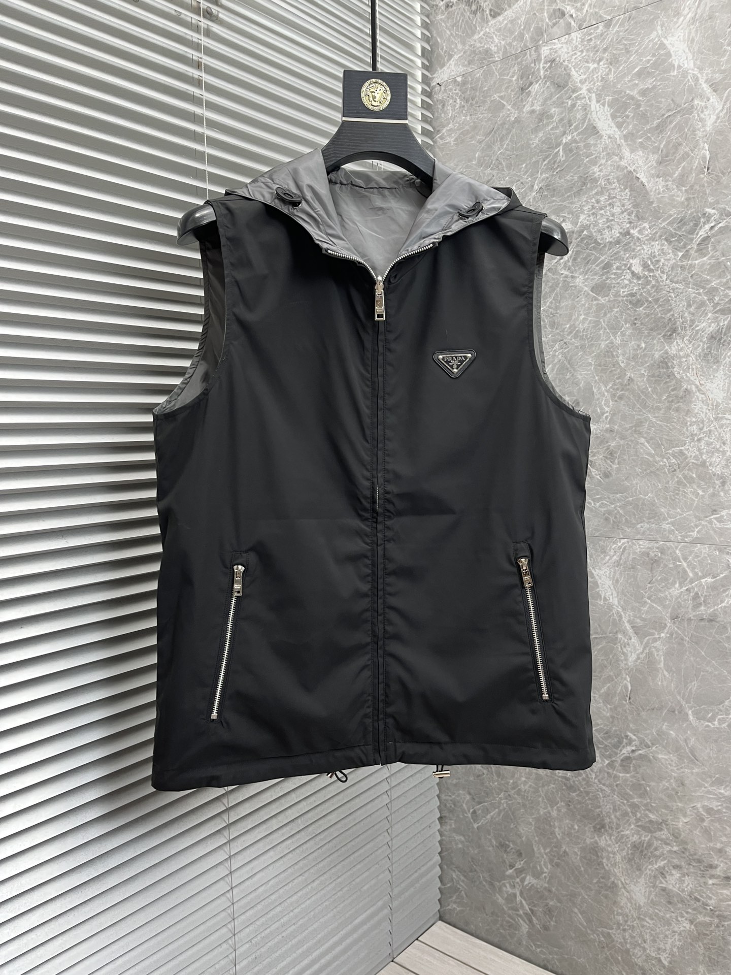 Prada Clothing Coats & Jackets Waistcoat Black Fall Collection Fashion Hooded Top