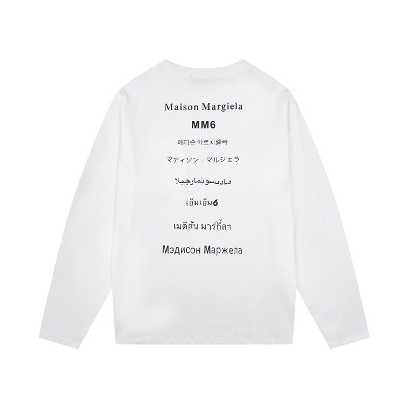 Réplica de alta calidad
 Maison Margiela Ropa Camiseta Negro Blanco Impresión Universal para hombres y mujeres Algodón Colección otoño – invierno Manga larga