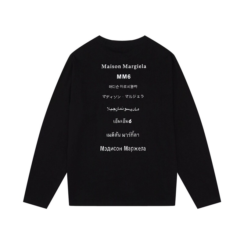 Maison Margiela 1: 1
 Ropa Camiseta Negro Blanco Impresión Universal para hombres y mujeres Algodón Colección otoño – invierno Manga larga