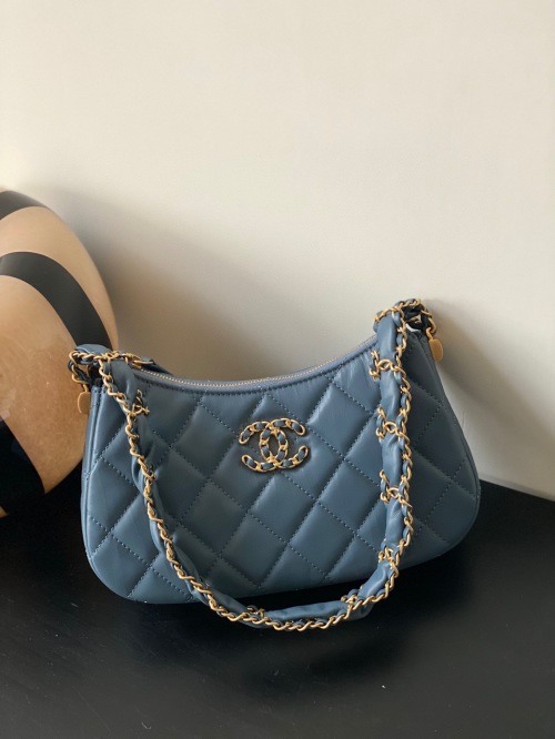Chanel 23K Quilted Leather Shoulder Bag with Chain Strap, Blue 1 Chanel 23K Quilted Leather Shoulder Bag with Chain Strap, Blue