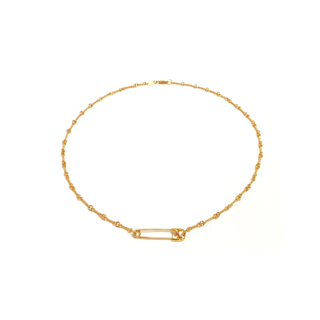 NO:110978,(Excluding pendants) Chrome Hearts Gold-plated diamond-set pin necklace, jewelry boutique, chrome hearts, chrome hearts, necklace, gold plating19860909（不含吊坠） Chrome Hearts克罗心 镀金镶钻别针项链,饰品精品,chrome hearts,chrome hearts,necklace,gold plating,Jewelry