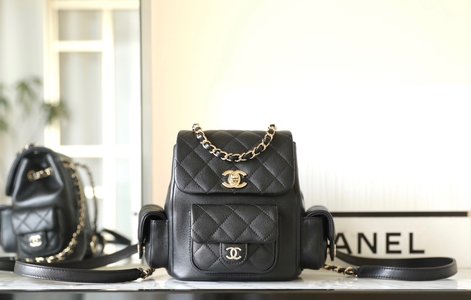 Chanel Bags Backpack Black Gold Hardware Calfskin Cowhide Vintage