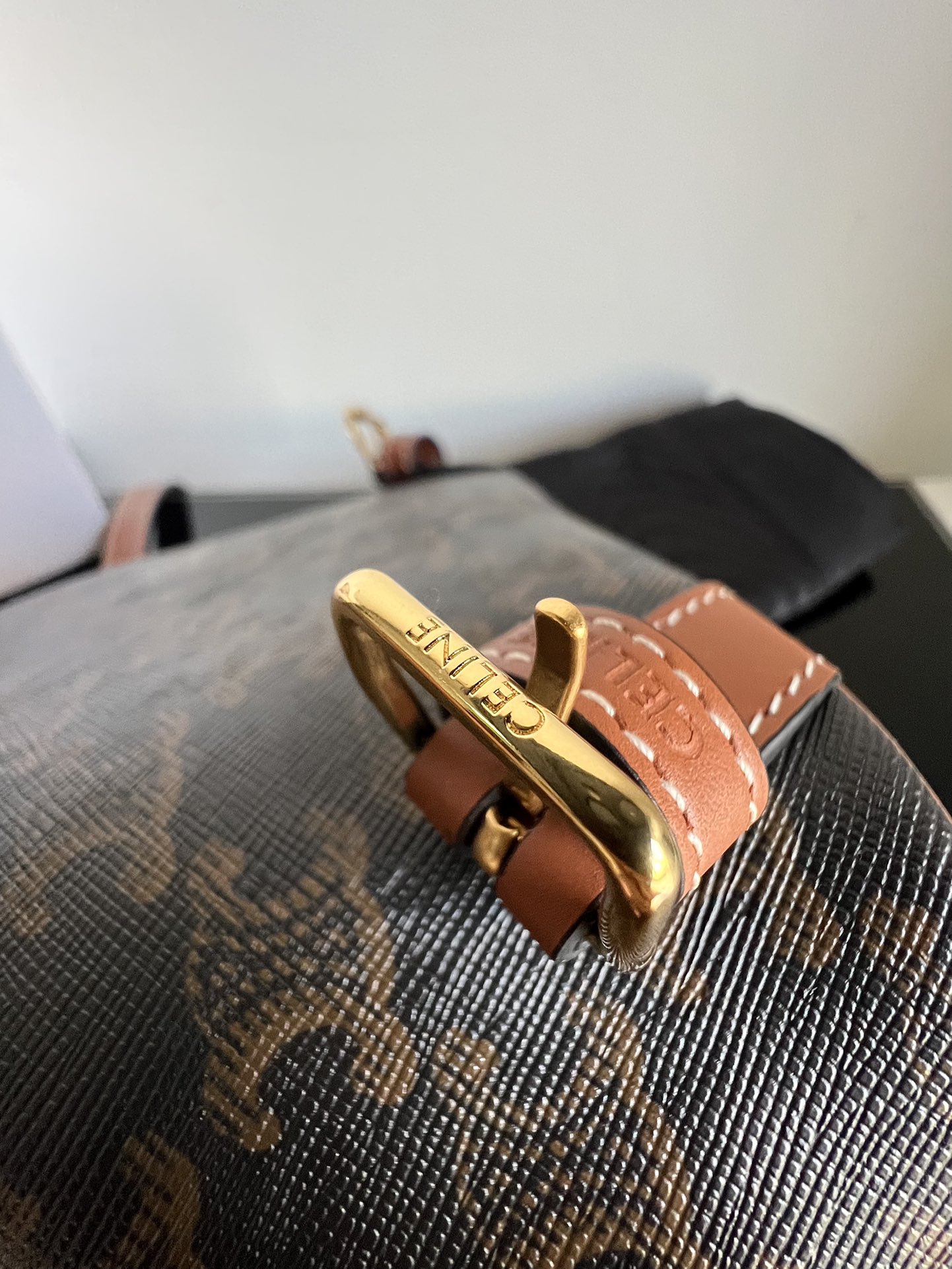 25 New Products First Edition Counter Celine CELINE FOLCO Logo Printed Cow Leather Mini Backpack, Presbyopic Backpack, Size: 17