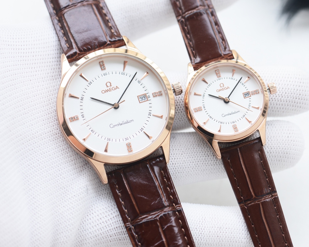 Omega-OMEGA Couple’s Wristwatch: White Shell, Gold Shell, Steel Belt – Quality Assurance - 图片 7