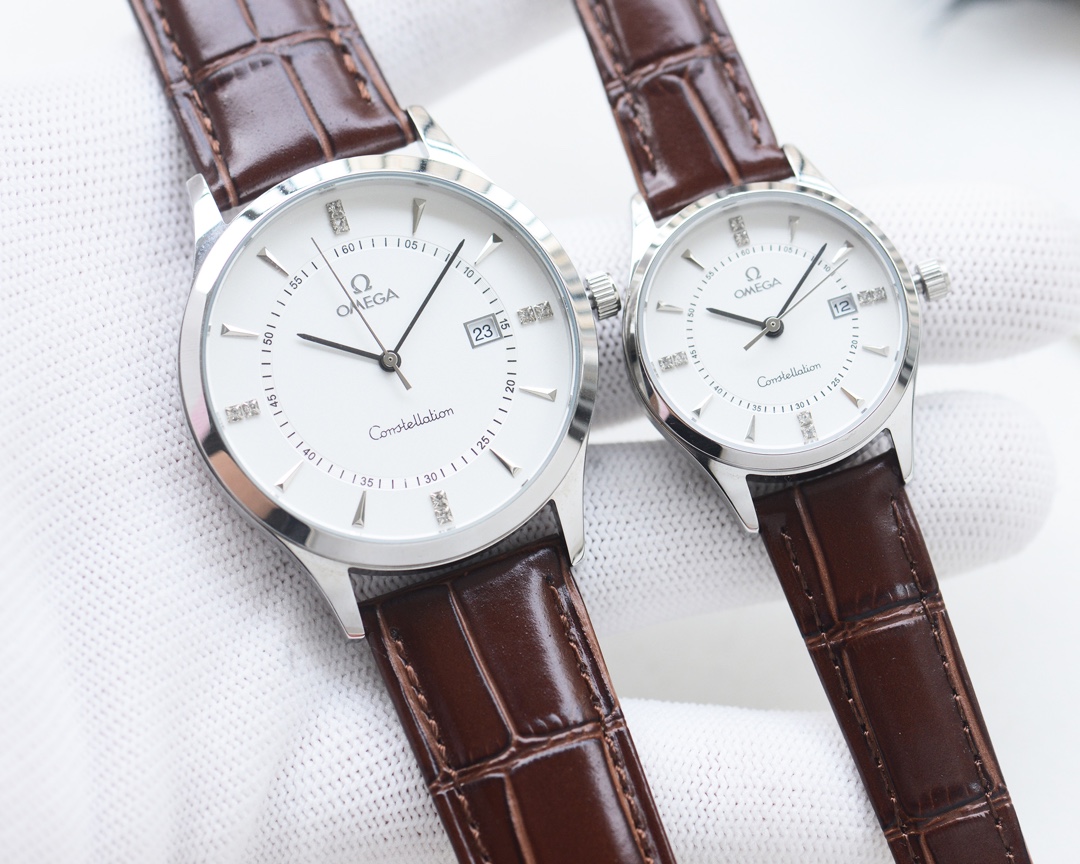 Omega-OMEGA Couple’s Wristwatch: White Shell, Gold Shell, Steel Belt – Quality Assurance - 图片 6