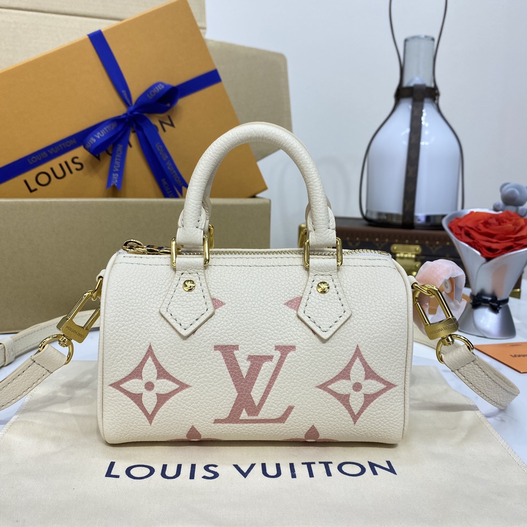 Louis Vuitton LV Speedy Sacos Bolsas Preto Branco Empreinte​ M81913