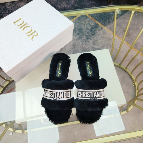 Dior Shoes Slippers Online From China Designer Embroidery Rubber Wool Fall/Winter Collection