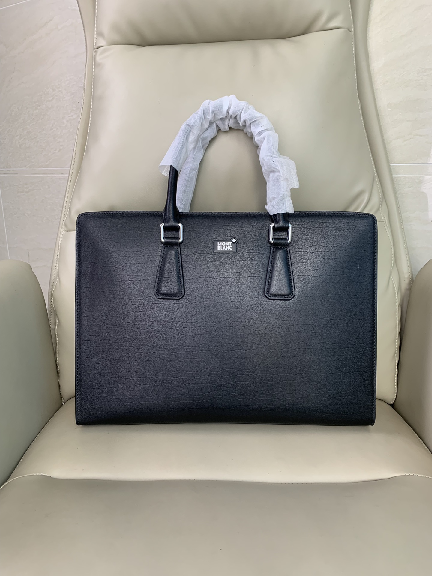 MontBlanc sacs Porte-Documents Noir Cuir de veau Coton vache