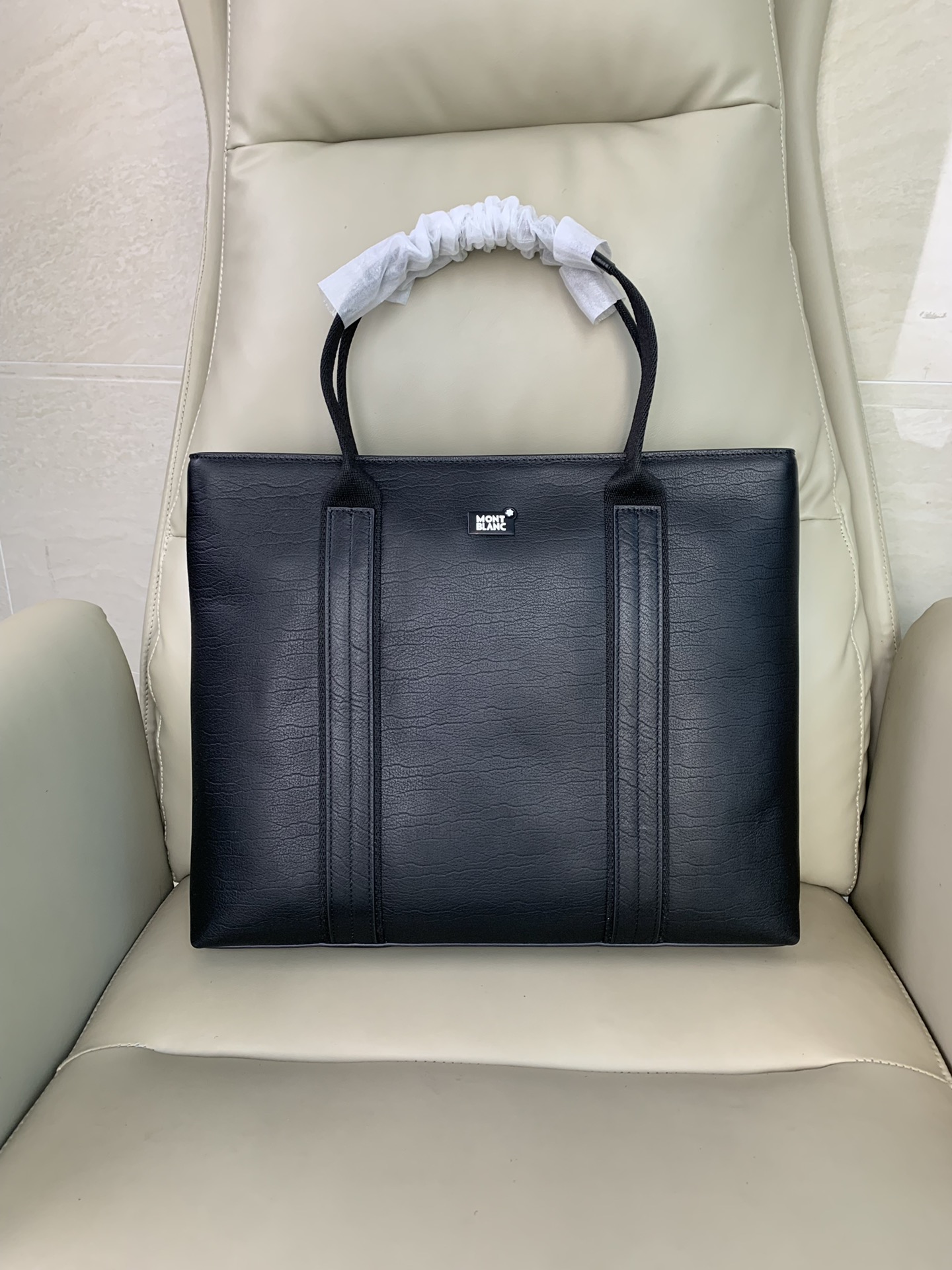 MontBlanc sacs Porte-Documents Noir Cuir de veau Coton vache