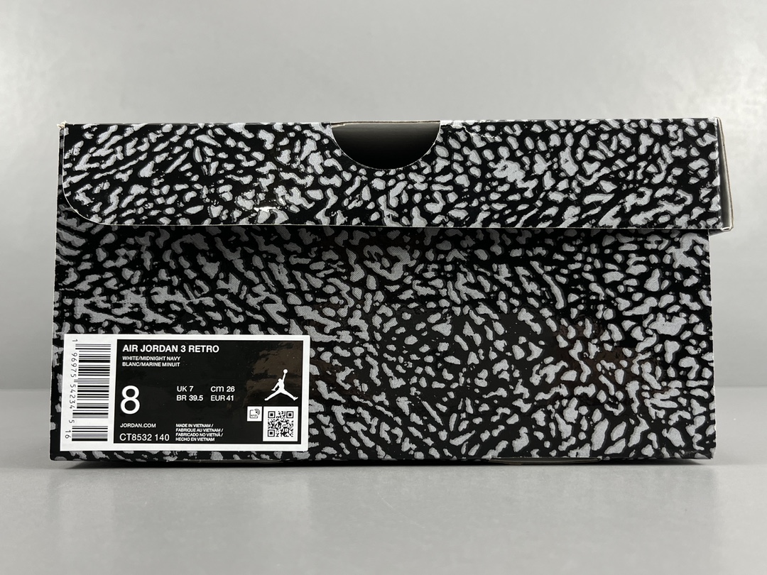  福利特价
【纯原：顶级AJ3】灰黑色 Jordan Air Jordan 3 White Navy  