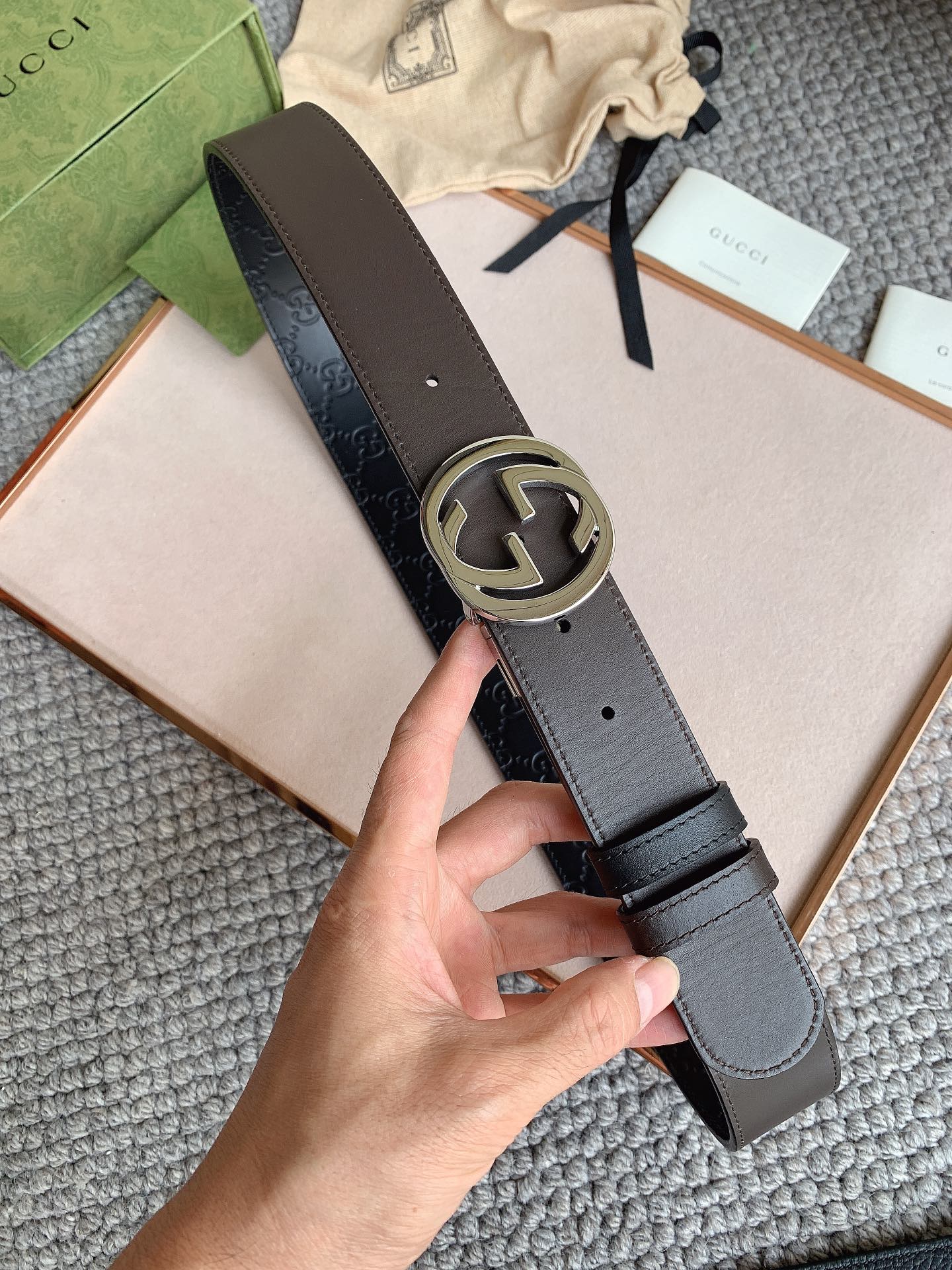  双G专柜货 正版开模 原版面料 宽3.7cm 顶级做工 原单品质 高端商务休闲款 简约百搭