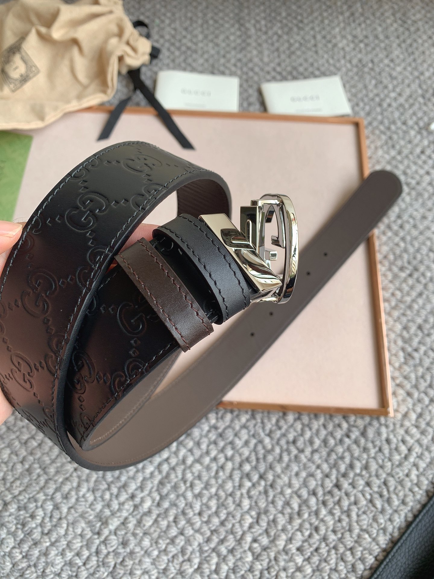  双G专柜货 正版开模 原版面料 宽3.7cm 顶级做工 原单品质 高端商务休闲款 简约百搭