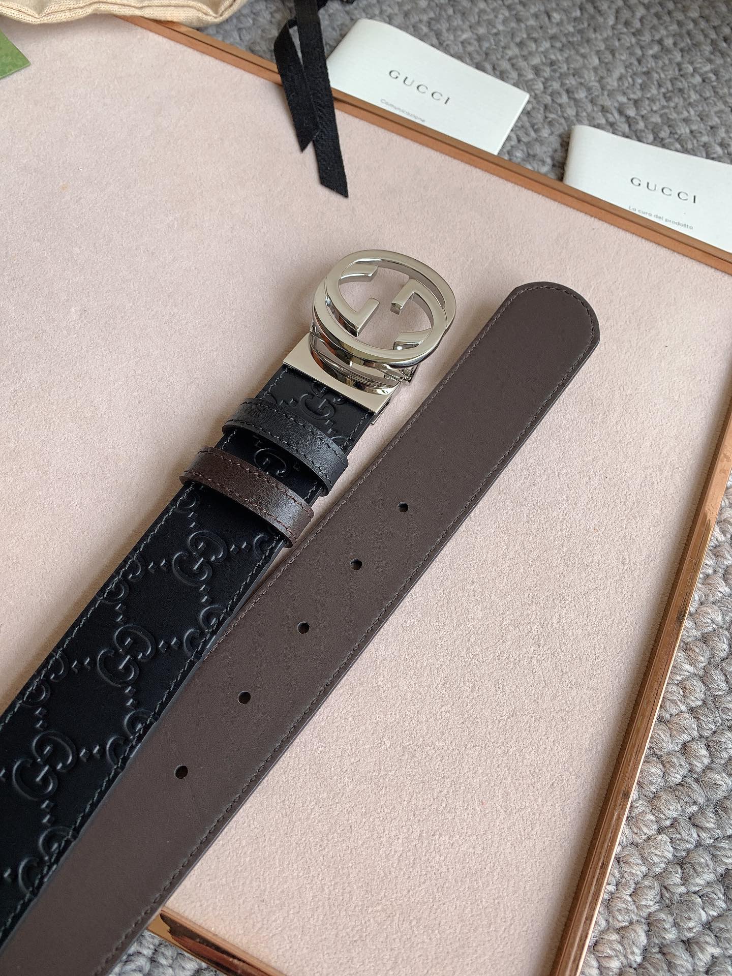  双G专柜货 正版开模 原版面料 宽3.7cm 顶级做工 原单品质 高端商务休闲款 简约百搭