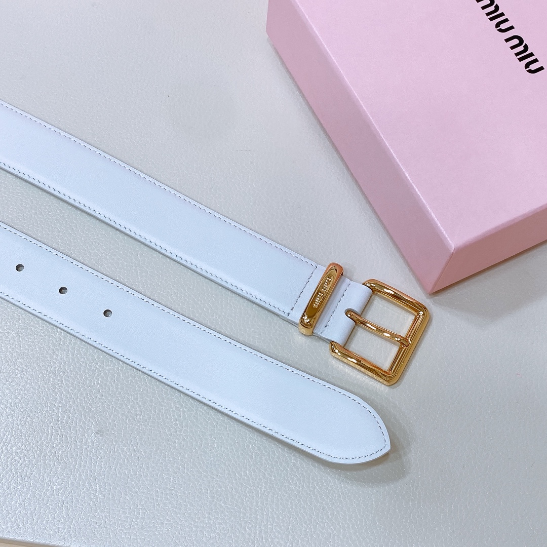 [Miu Miu Belts]Miumiu23 metal buckle. Belt ring decorated with laser engraved