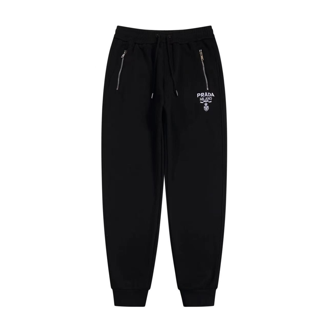 Prada Clothing Pants & Trousers Black Embroidery Cotton Nylon Casual