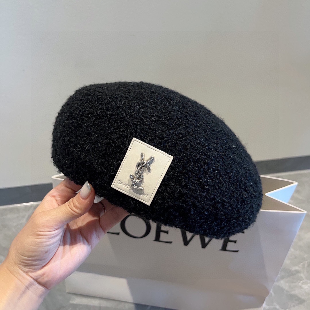 [YSL Hats]ss 2025 YSL Saint Laurent Corduroy Beret Autumn and winter beret pum