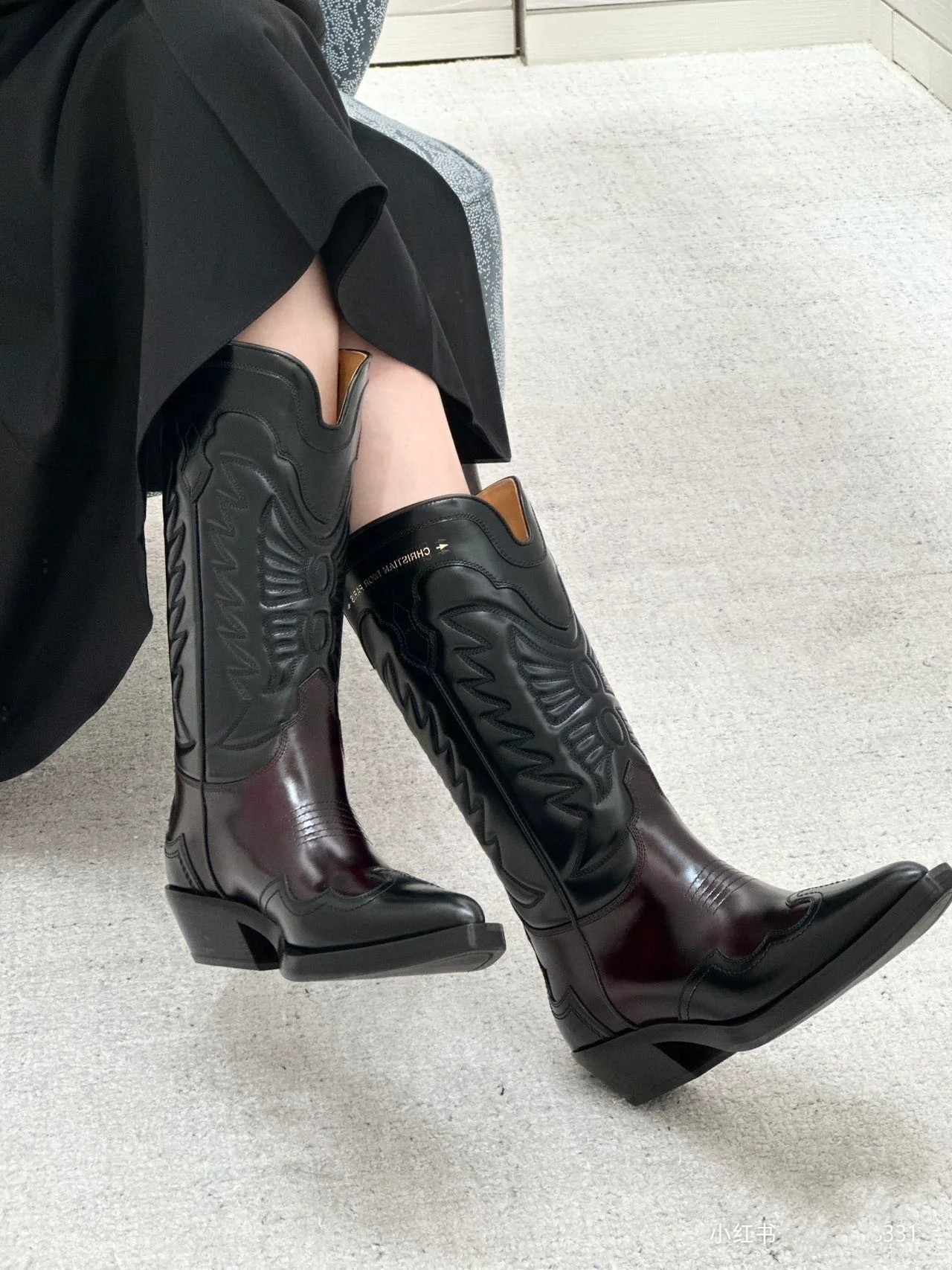 Dior Boots Black Purple Red Cowhide Spring Collection