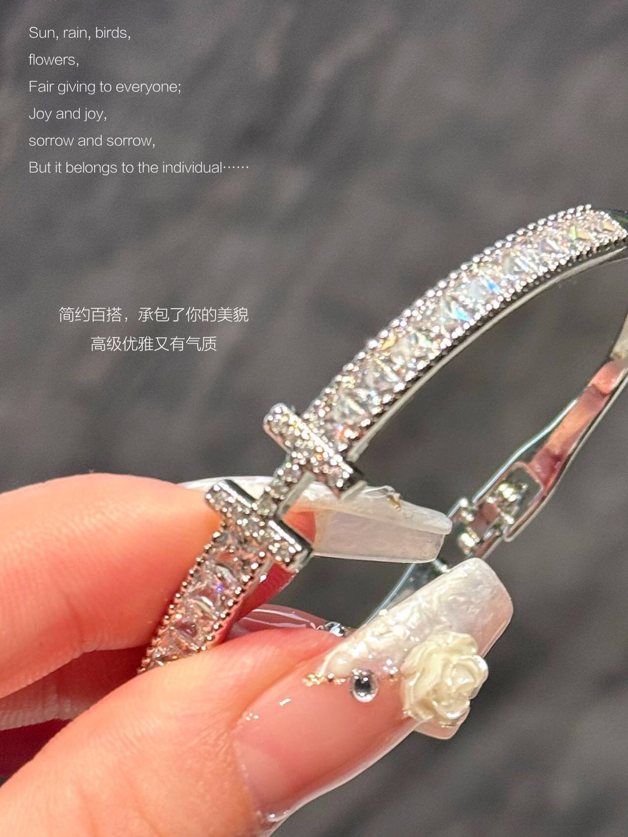 Cubic Zirconia 'H' Clasp Bangle - Comprehensive 3