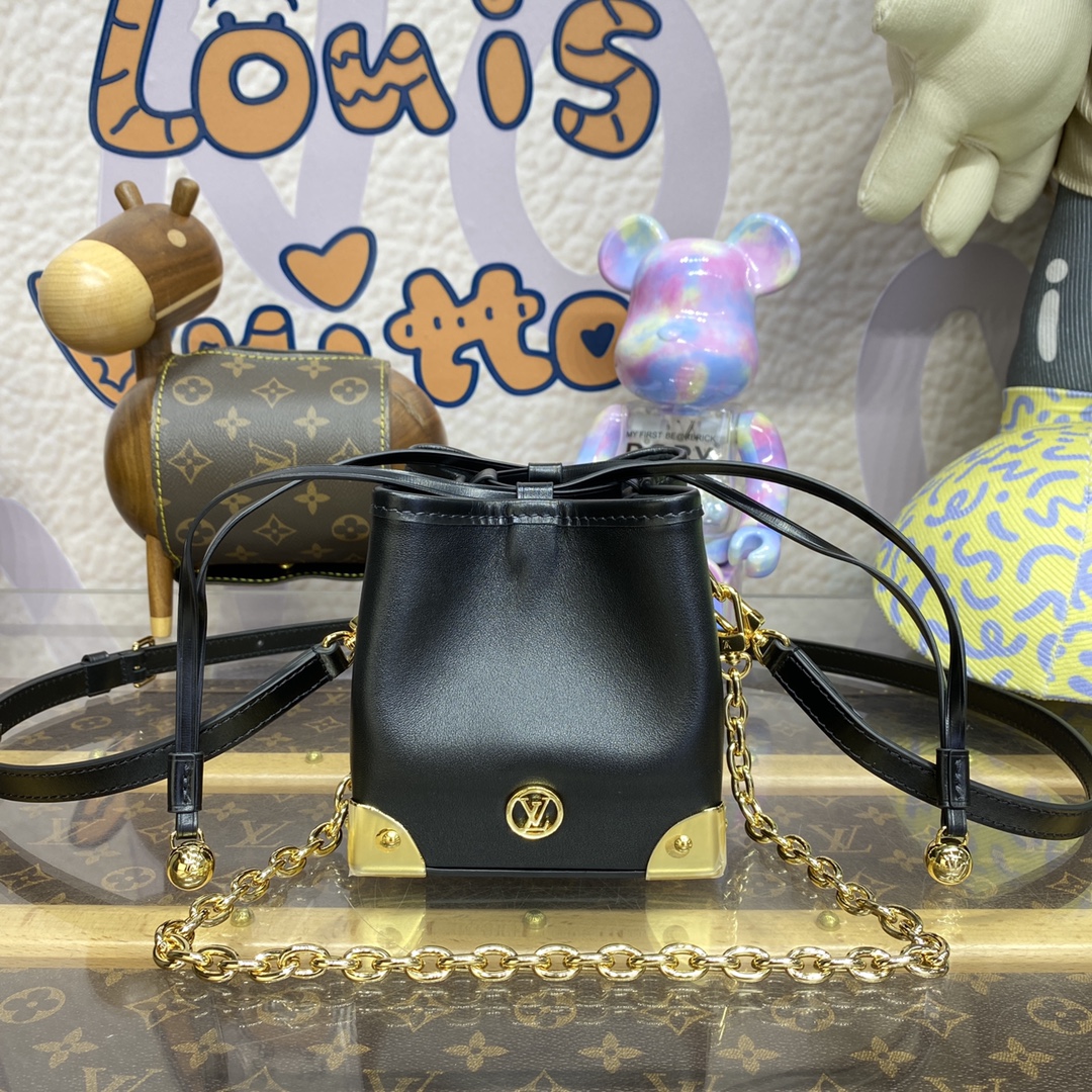Louis Vuitton Handbags Bucket Bags Black Yellow Monogram Reverse Canvas Mini M82886