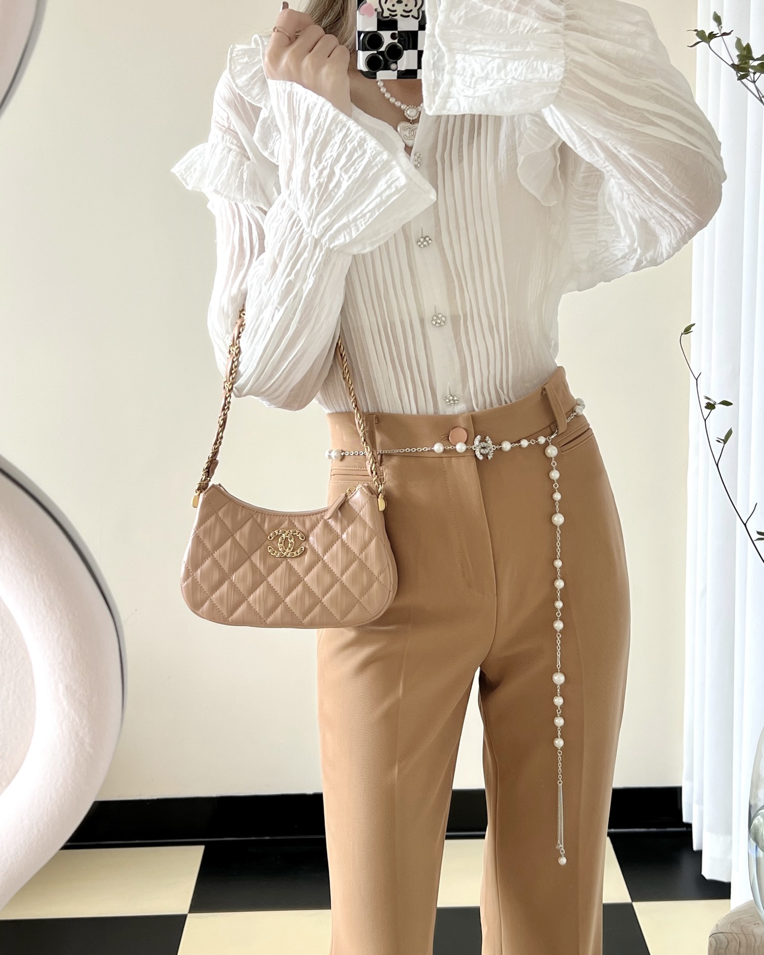 Chanel Crossbody & Shoulder Bags Milk Tea Color Underarm