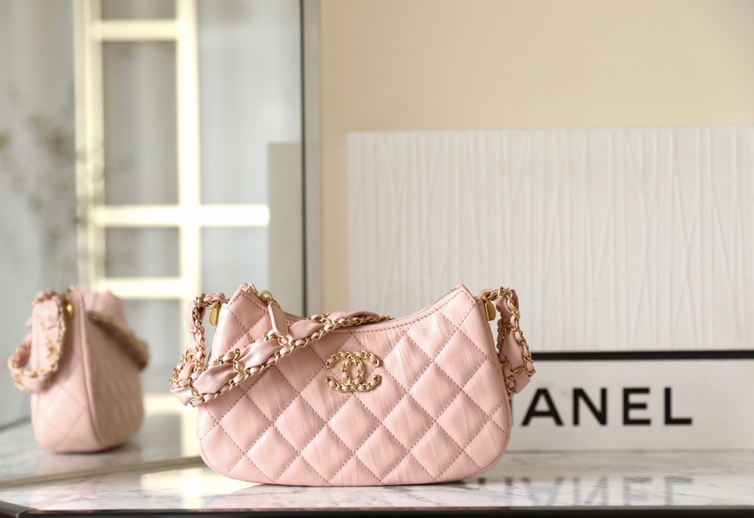 Buy First Copy Replica
 Chanel Crossbody & Shoulder Bags Pink Vintage Gold Calfskin Cowhide Fall/Winter Collection Underarm